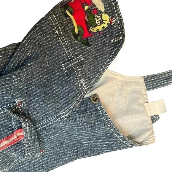 Vintage Baby Stripped Denim Shortall Dinosaur Train Shorts size 12 months - Picture 10 of 11
